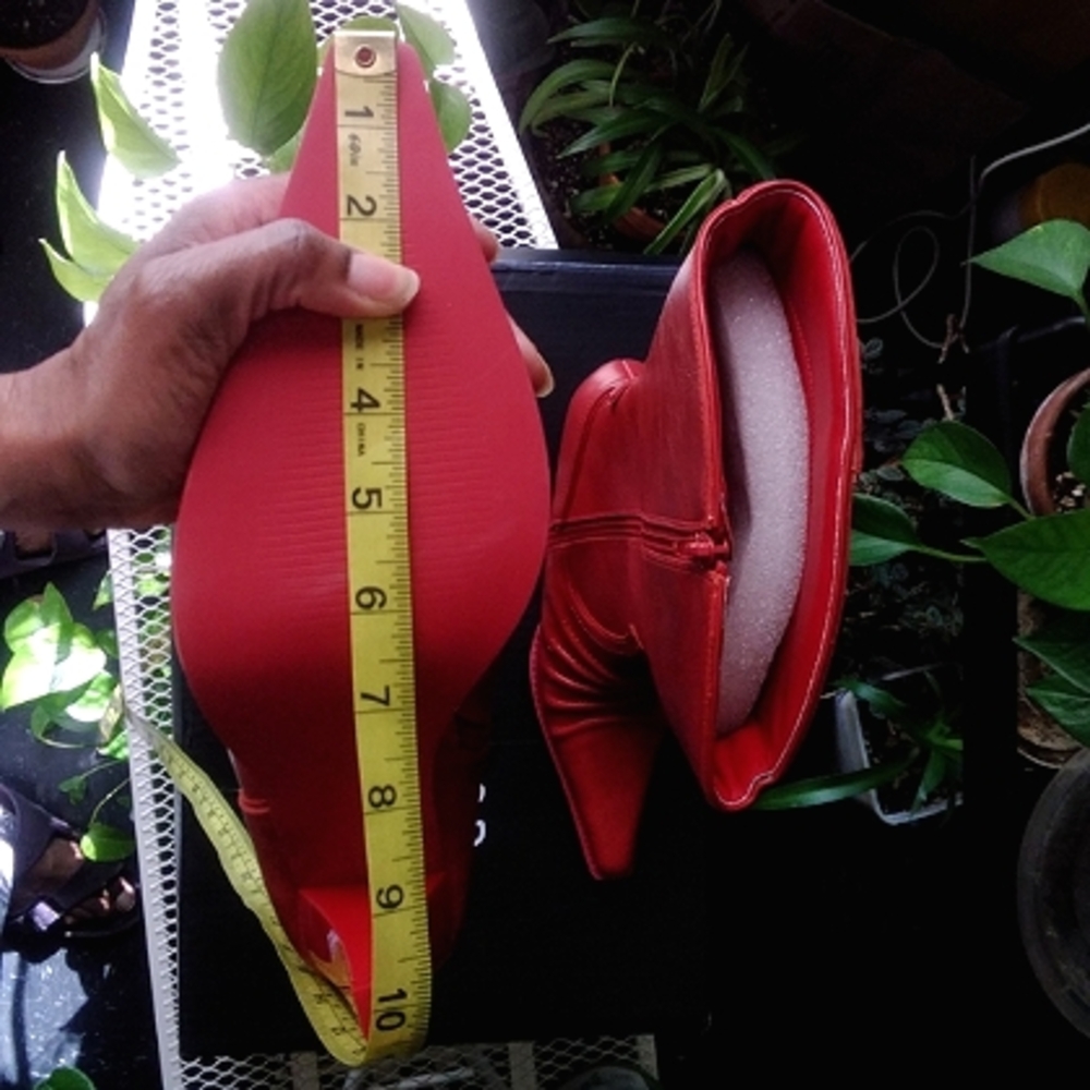 Dolls Kill Red Pointed-Toe Mid-Calf Heeled Boots - Picture 6 of 16
